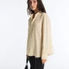 Camicie a righe in misto modal con colletto alla coreana