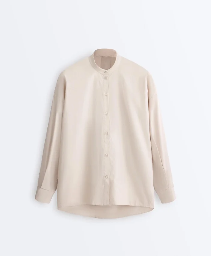 Camicie con colletto alla coreana in 100% cotone Camicie con colletto alla coreana in 100% cotone