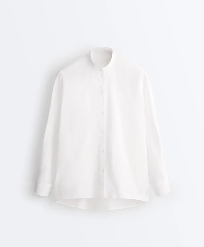 Camicie con colletto alla coreana in 100% cotone Camicie con colletto alla coreana in 100% cotone