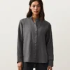 Camicie con colletto alla coreana in 100% lino