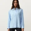 Camicie con colletto alla coreana in 100% lino