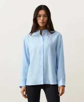 Camicie con colletto alla coreana in 100% lino