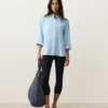 Camicie con colletto alla coreana in 100% lino