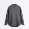 Camicie con colletto alla coreana in 100% lino