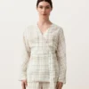 Camicie kimono a quadri in misto lino e lyocell