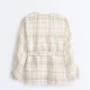 Camicie kimono a quadri in misto lino e lyocell