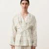 Camicie kimono a quadri in misto lino e lyocell