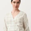 Camicie kimono a quadri in misto lino e lyocell