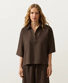 Camicie oversize a maniche corte in 100% lino