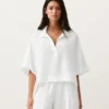 Camicie oversize a maniche corte in 100% lino Camicie oversize a maniche corte in 100% lino