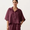 Camicie oversize a maniche corte in 100% lino Camicie oversize a maniche corte in 100% lino