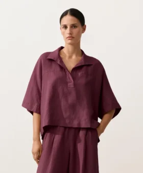 Camicie oversize a maniche corte in 100% lino