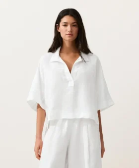 Camicie oversize a maniche corte in 100% lino