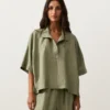 Camicie oversize a maniche corte in 100% lino Camicie oversize a maniche corte in 100% lino