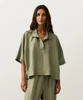 Camicie oversize a maniche corte in 100% lino