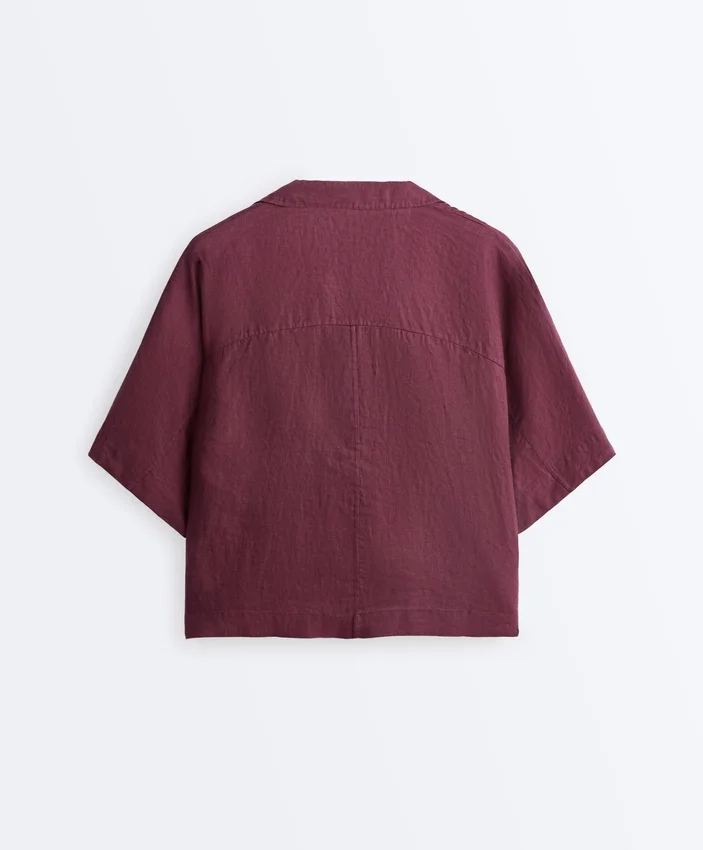 Camicie oversize a maniche corte in 100% lino Camicie oversize a maniche corte in 100% lino