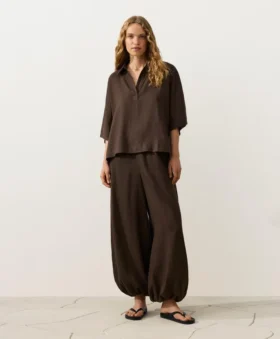 Camicie oversize a maniche corte in 100% lino