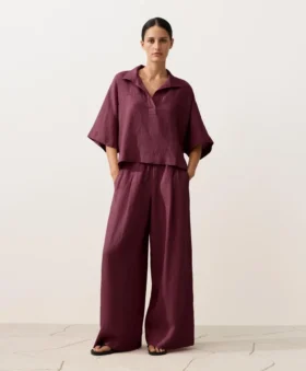 Camicie oversize a maniche corte in 100% lino