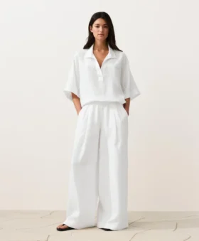 Camicie oversize a maniche corte in 100% lino