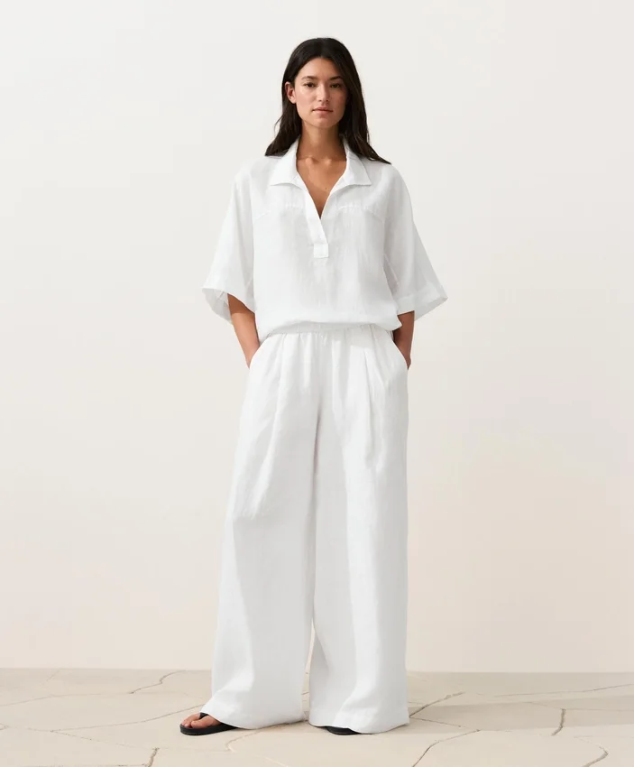 Camicie oversize a maniche corte in 100% lino Camicie oversize a maniche corte in 100% lino