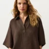 Camicie oversize a maniche corte in 100% lino Camicie oversize a maniche corte in 100% lino