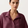 Camicie oversize a maniche corte in 100% lino Camicie oversize a maniche corte in 100% lino