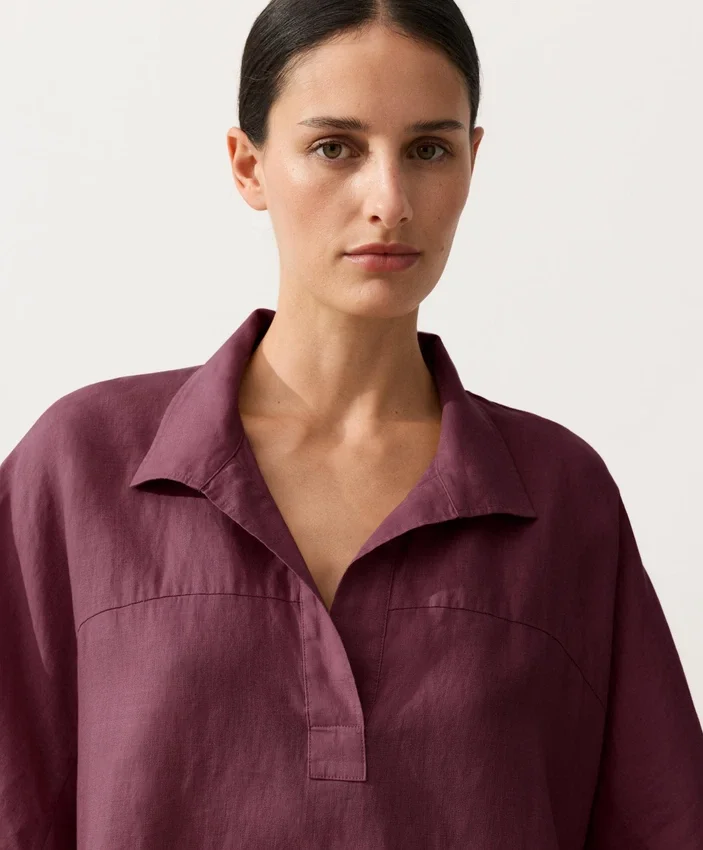 Camicie oversize a maniche corte in 100% lino Camicie oversize a maniche corte in 100% lino