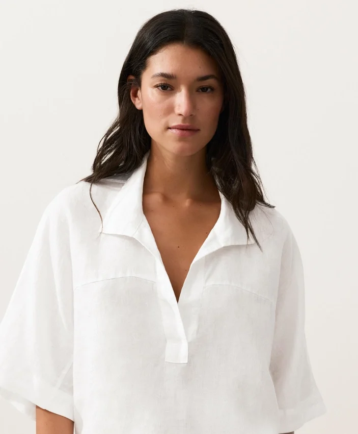 Camicie oversize a maniche corte in 100% lino Camicie oversize a maniche corte in 100% lino