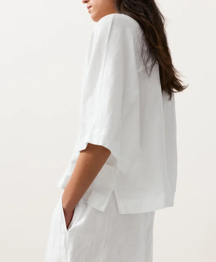 Camicie oversize a maniche corte in 100% lino Camicie oversize a maniche corte in 100% lino