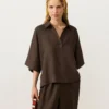 Camicie oversize a maniche corte in 100% lino Camicie oversize a maniche corte in 100% lino