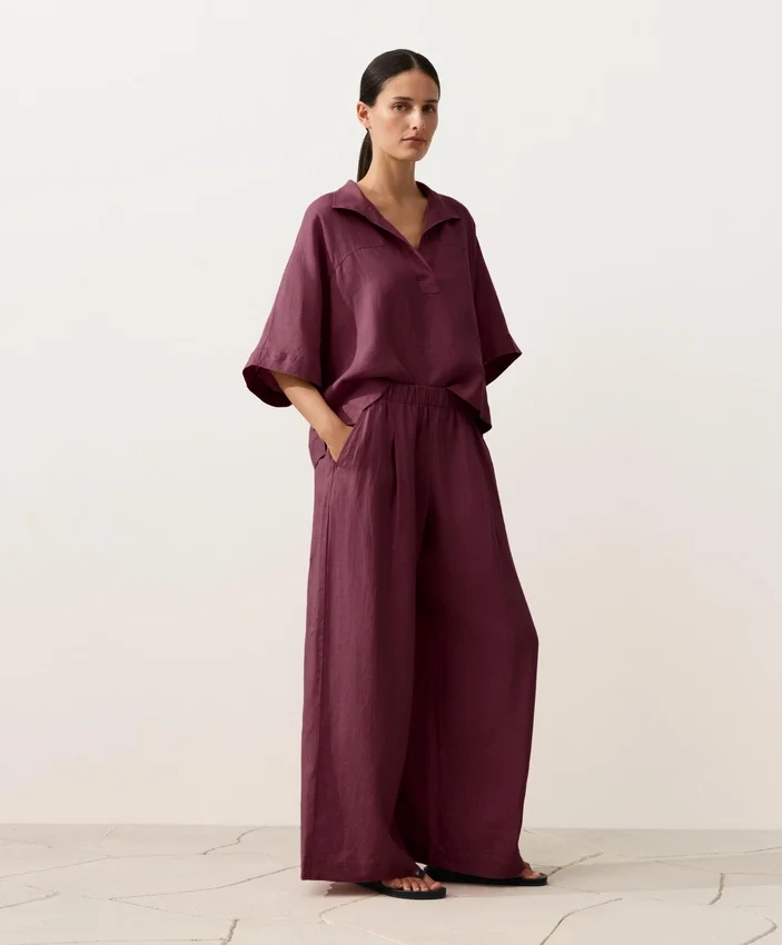 Camicie oversize a maniche corte in 100% lino Camicie oversize a maniche corte in 100% lino