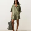 Camicie oversize a maniche corte in 100% lino Camicie oversize a maniche corte in 100% lino