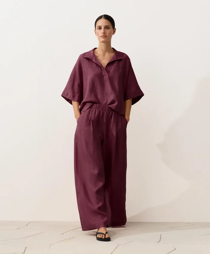 Camicie oversize a maniche corte in 100% lino Camicie oversize a maniche corte in 100% lino