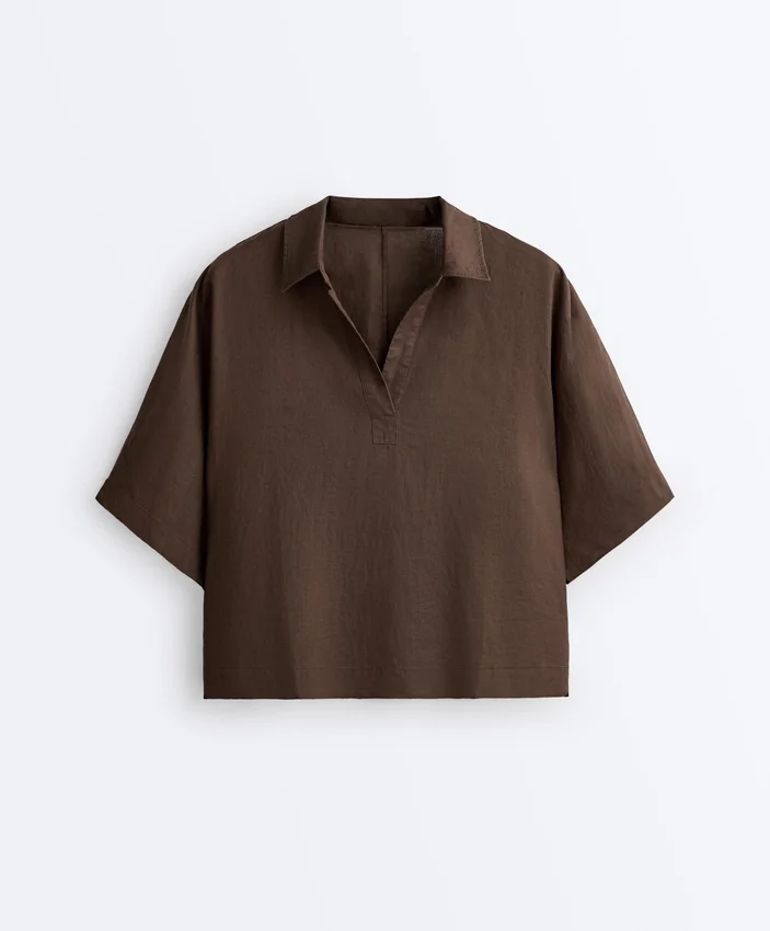 Camicie oversize a maniche corte in 100% lino Camicie oversize a maniche corte in 100% lino