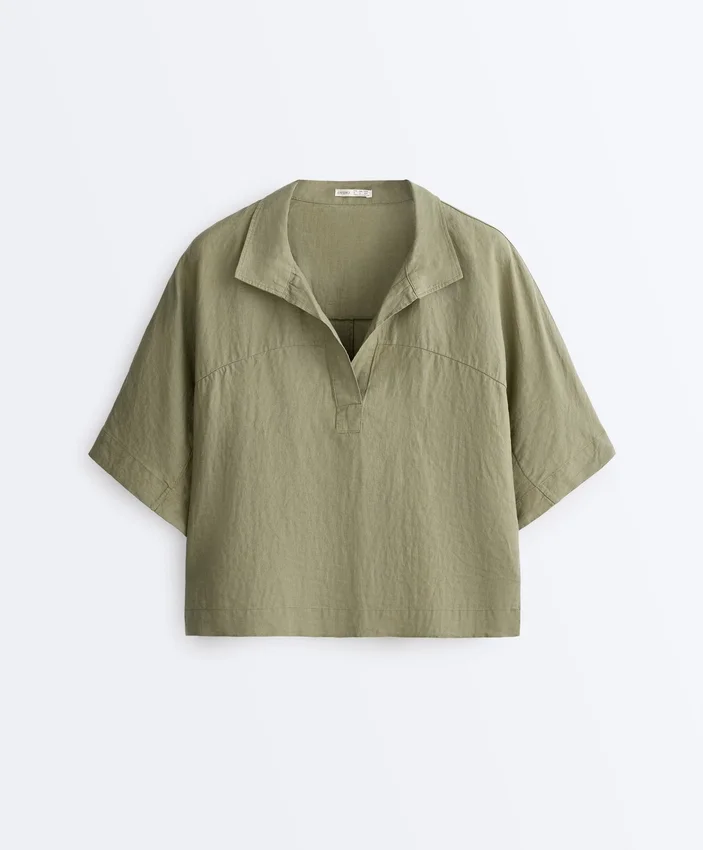 Camicie oversize a maniche corte in 100% lino Camicie oversize a maniche corte in 100% lino