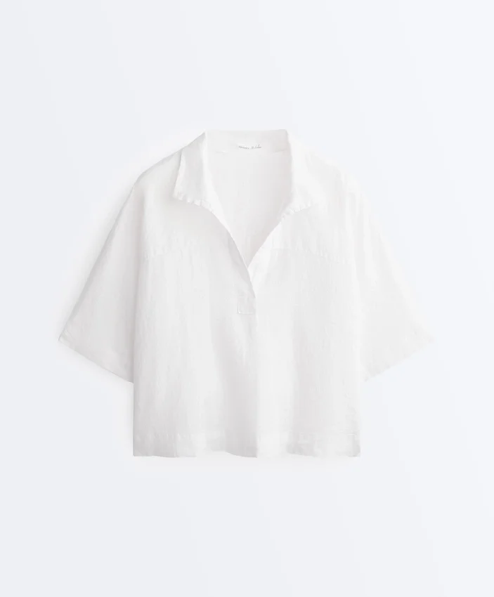 Camicie oversize a maniche corte in 100% lino Camicie oversize a maniche corte in 100% lino