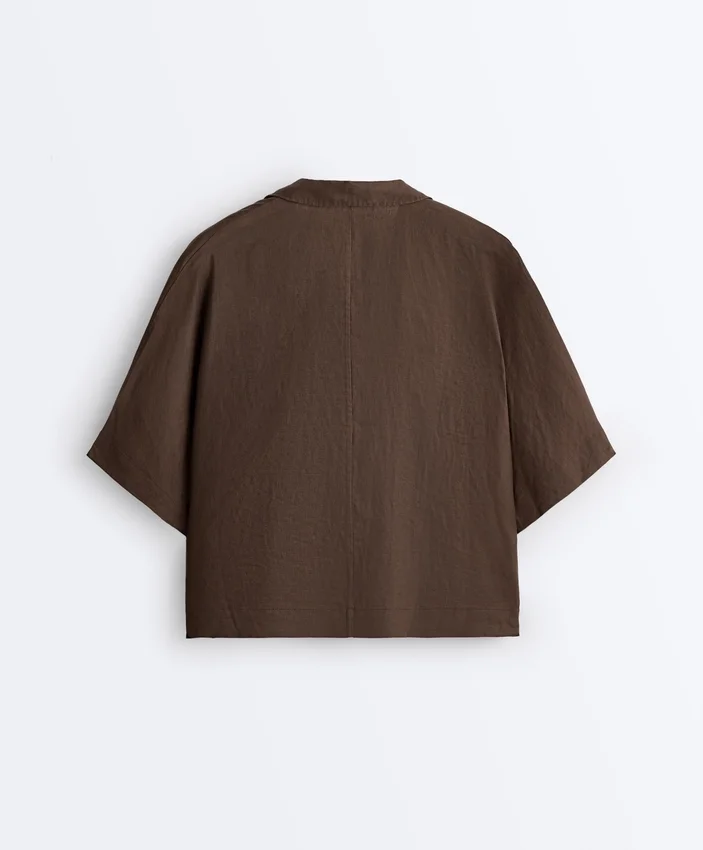 Camicie oversize a maniche corte in 100% lino Camicie oversize a maniche corte in 100% lino