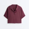 Camicie oversize a maniche corte in 100% lino Camicie oversize a maniche corte in 100% lino