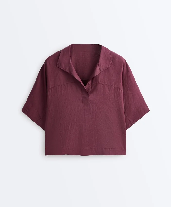 Camicie oversize a maniche corte in 100% lino Camicie oversize a maniche corte in 100% lino