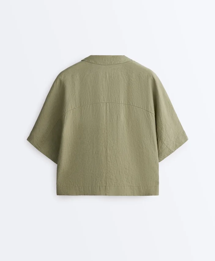 Camicie oversize a maniche corte in 100% lino Camicie oversize a maniche corte in 100% lino