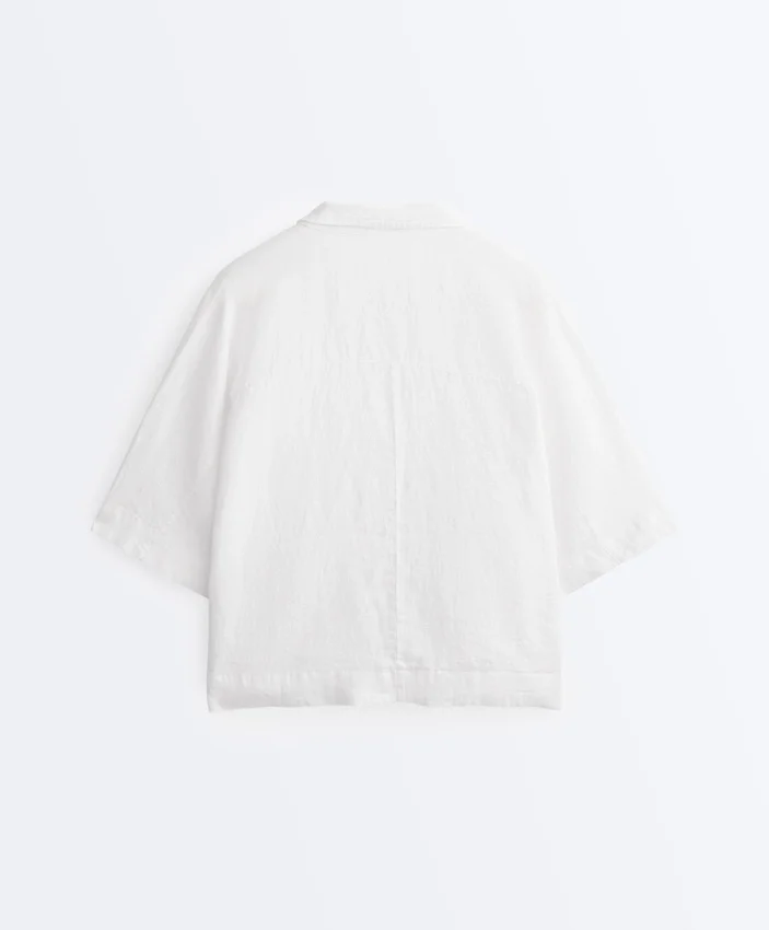 Camicie oversize a maniche corte in 100% lino Camicie oversize a maniche corte in 100% lino