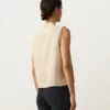 Camicie senza maniche in 100% lino con colletto alla coreana e bottoni Camicie senza maniche in 100% lino con colletto alla coreana e bottoni