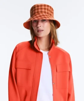 Cappello a secchiello reversibile in misto cotone a quadri