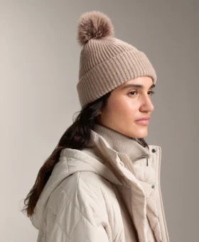 Cappello in maglia mista lana con pompon
