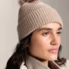 Cappello in maglia mista lana con pompon