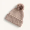 Cappello in maglia mista lana con pompon