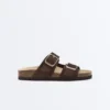 Ciabatte con fibbia in pelle crosta Ciabatte con fibbia in pelle crosta