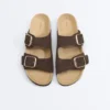 Ciabatte con fibbia in pelle crosta Ciabatte con fibbia in pelle crosta