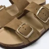 Ciabatte con fibbia in pelle crosta Ciabatte con fibbia in pelle crosta