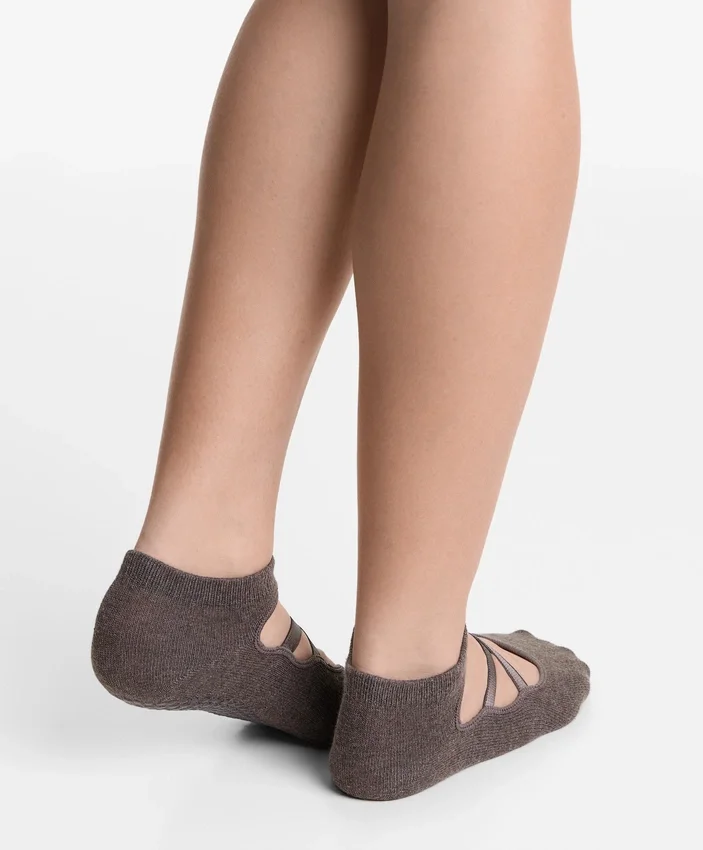 Confezione da 2 paia di calze in misto cotone per yoga e pilates con fasce incrociate Confezione da 2 paia di calze in misto cotone per yoga e pilates con fasce incrociate